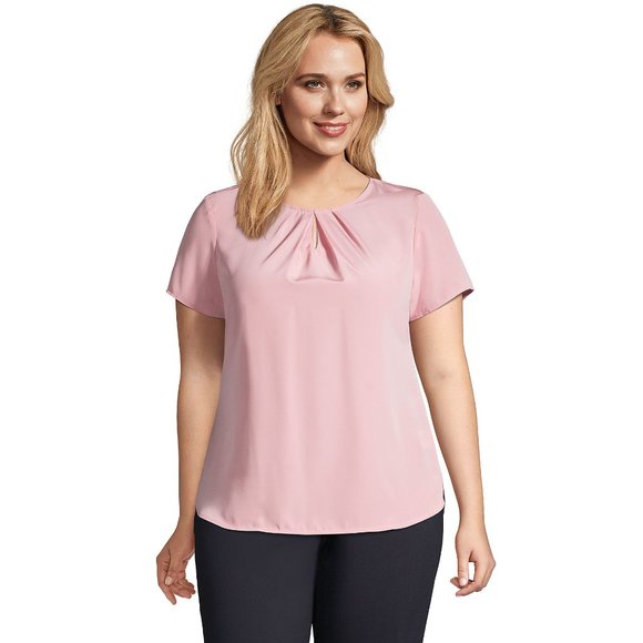 3020402 Pink Pleated Tier Sleeve Blouse main image 1